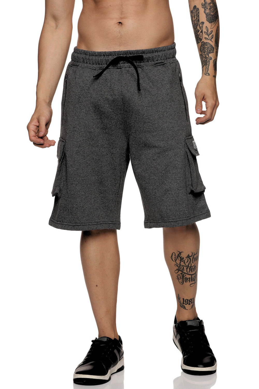 Dark Melange - Fleece Cargo Shorts