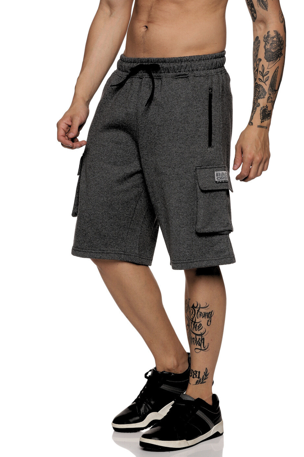 Dark Melange - Fleece Cargo Shorts