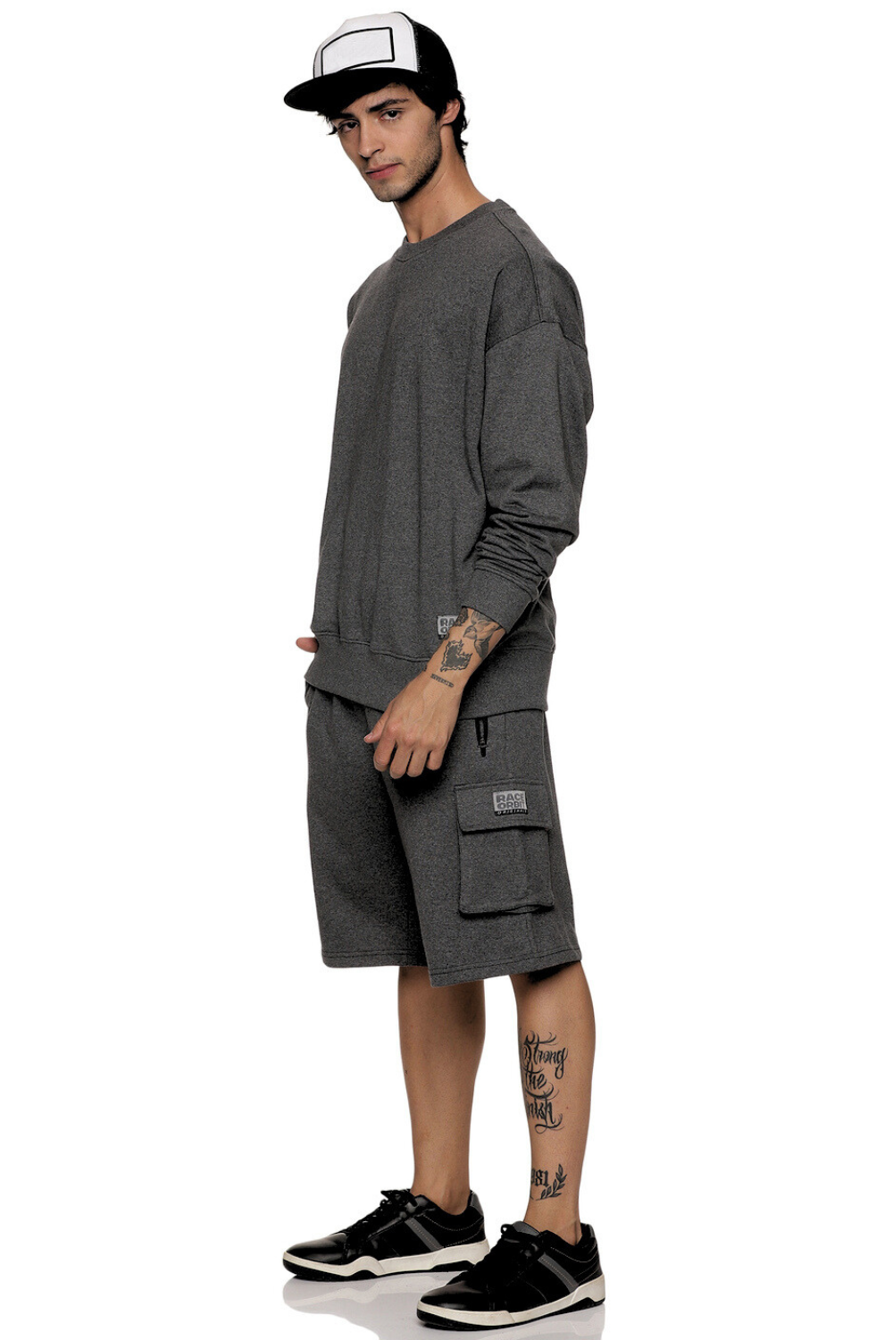 Dark Melange - Fleece Cargo Shorts